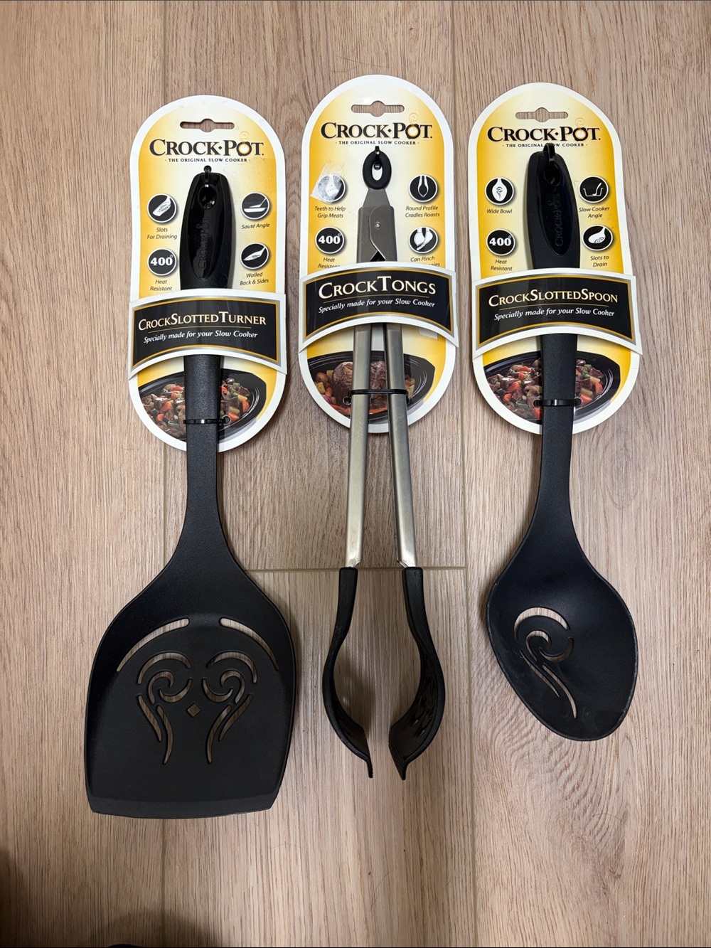 Crock•Pot Utensils– Slotted Turner, Tongs & Slotted Spoon
